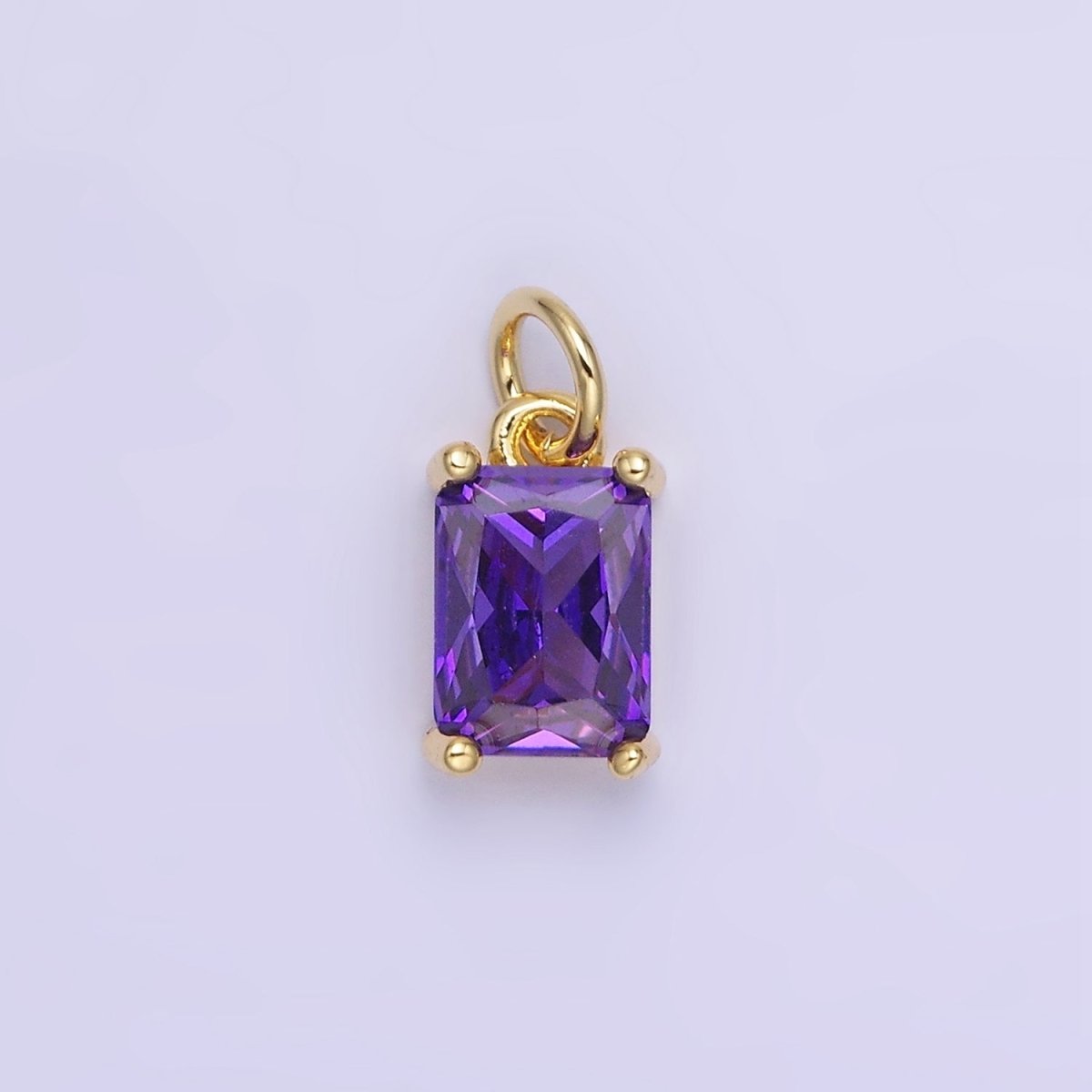 14K Gold Filled Baguette CZ Birthstone Add-On Charm in Gold &amp; Silver | W729 - W744