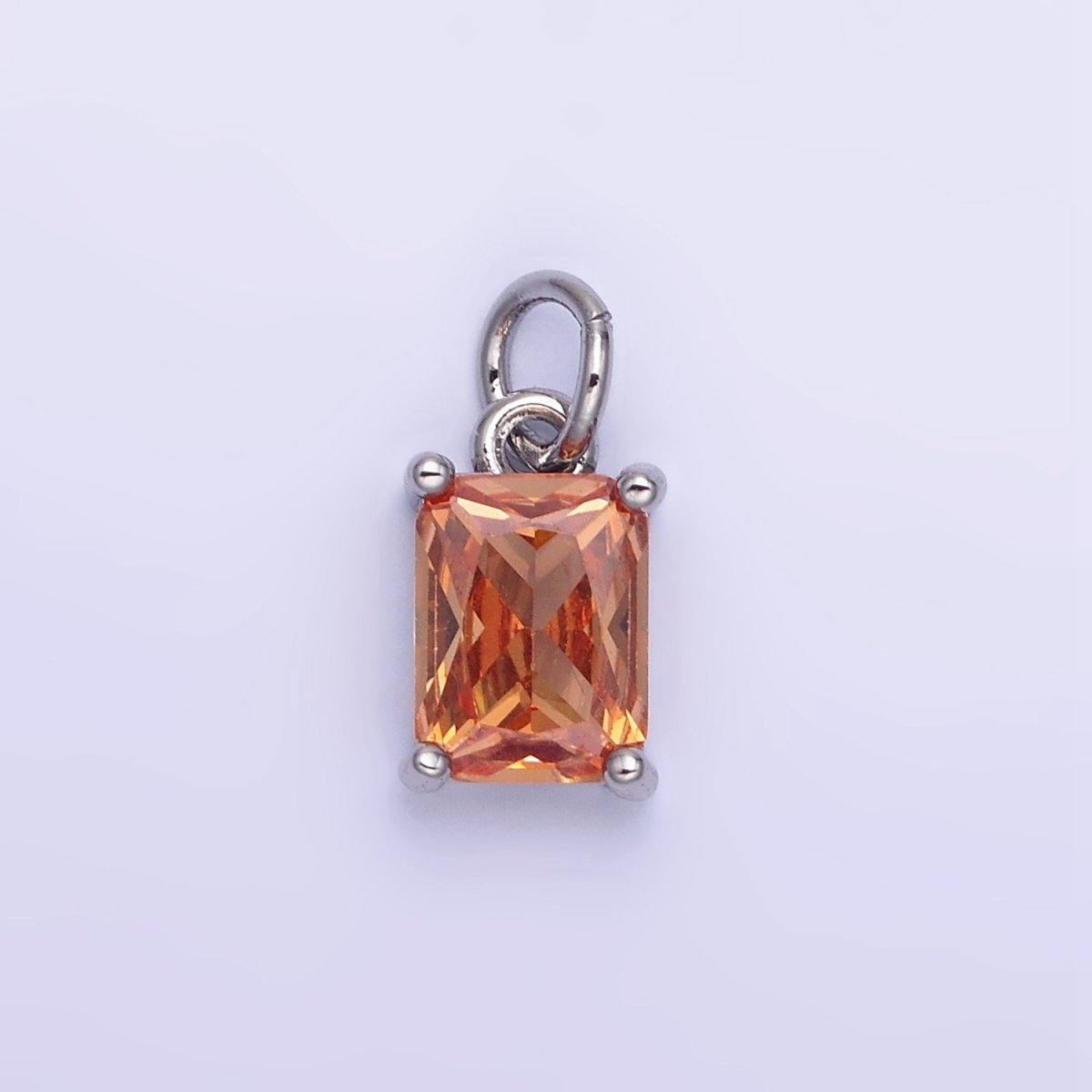 14K Gold Filled Baguette CZ Birthstone Add-On Charm in Gold &amp; Silver | W729 - W744