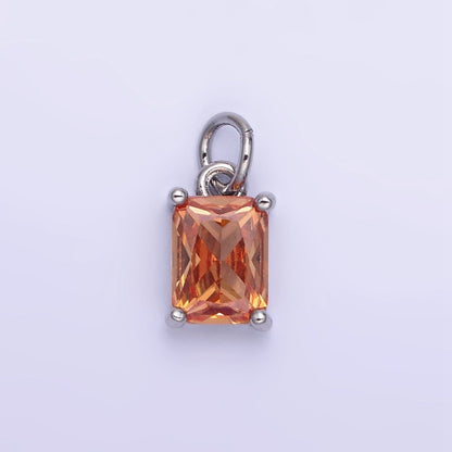 14K Gold Filled Baguette CZ Birthstone Add-On Charm in Gold &amp; Silver | W729 - W744
