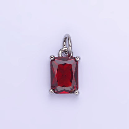 14K Gold Filled Baguette CZ Birthstone Add-On Charm in Gold &amp; Silver | W729 - W744
