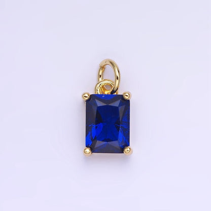 14K Gold Filled Baguette CZ Birthstone Add-On Charm in Gold &amp; Silver | W729 - W744