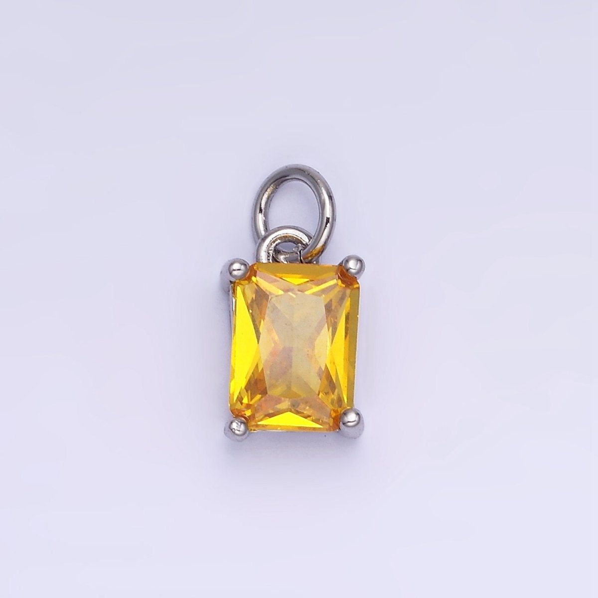 14K Gold Filled Baguette CZ Birthstone Add-On Charm in Gold &amp; Silver | W729 - W744
