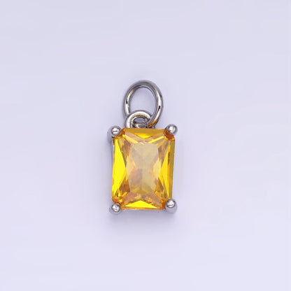 14K Gold Filled Baguette CZ Birthstone Add-On Charm in Gold &amp; Silver | W729 - W744