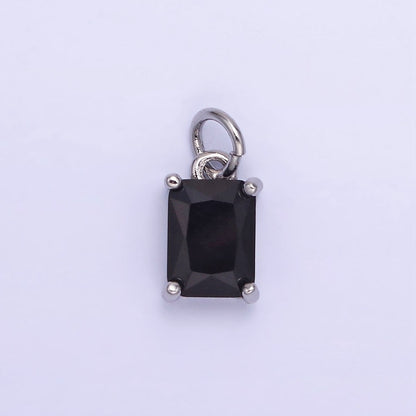 14K Gold Filled Baguette CZ Birthstone Add-On Charm in Gold &amp; Silver | W729 - W744