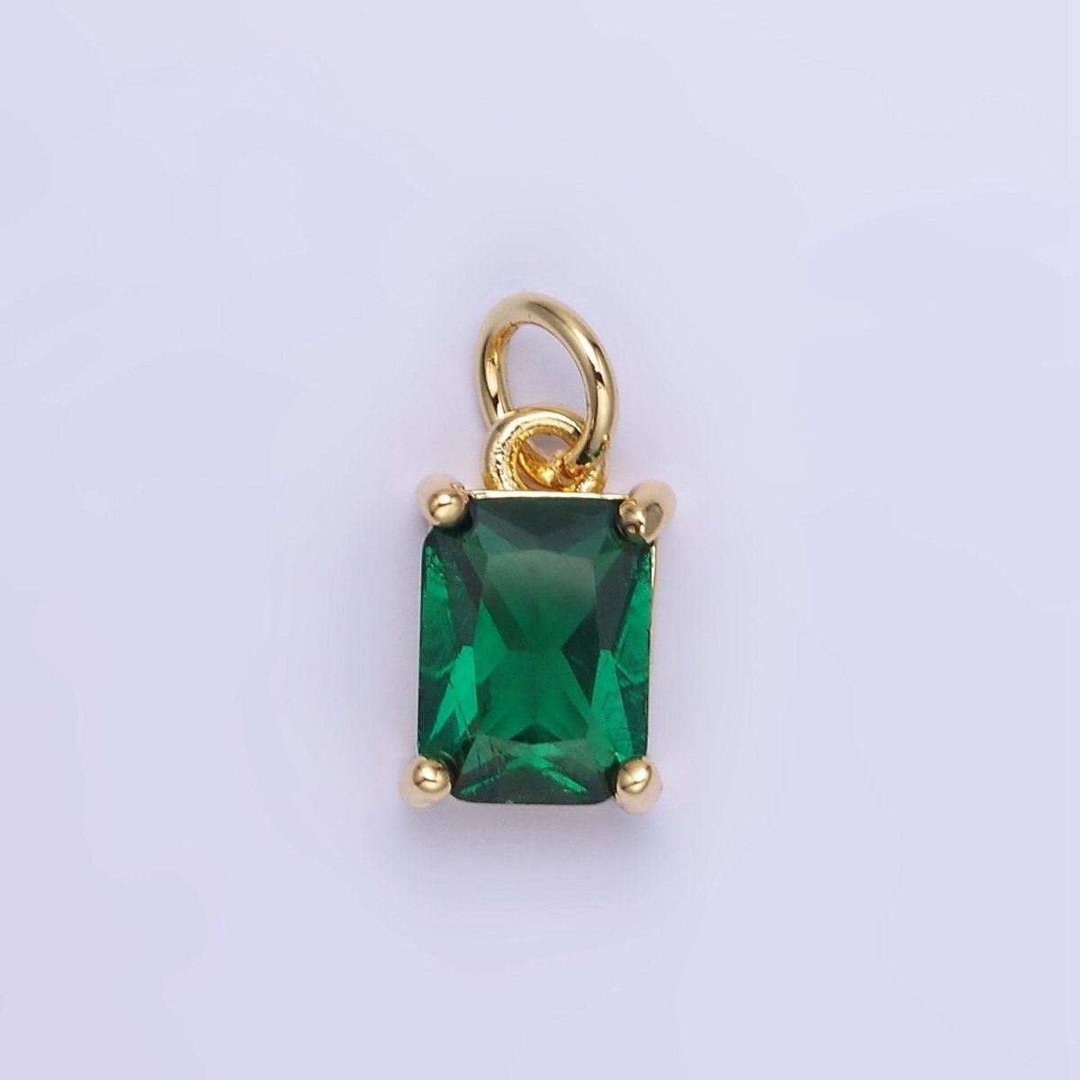 14K Gold Filled Baguette CZ Birthstone Add-On Charm in Gold &amp; Silver | W729 - W744