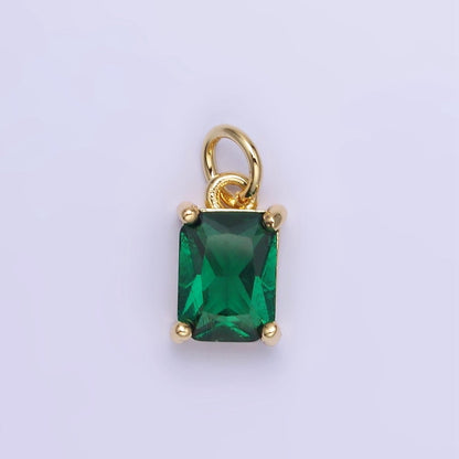 14K Gold Filled Baguette CZ Birthstone Add-On Charm in Gold &amp; Silver | W729 - W744