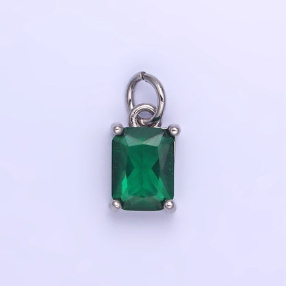 14K Gold Filled Baguette CZ Birthstone Add-On Charm in Gold &amp; Silver | W729 - W744