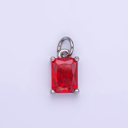14K Gold Filled Baguette CZ Birthstone Add-On Charm in Gold &amp; Silver | W729 - W744