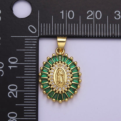 14K Gold Filled Baguette Lady Guadalupe Charm Virgin Mary Pendant Micro Pave Religious Catholic Jewelry J-498 J-499 J-501