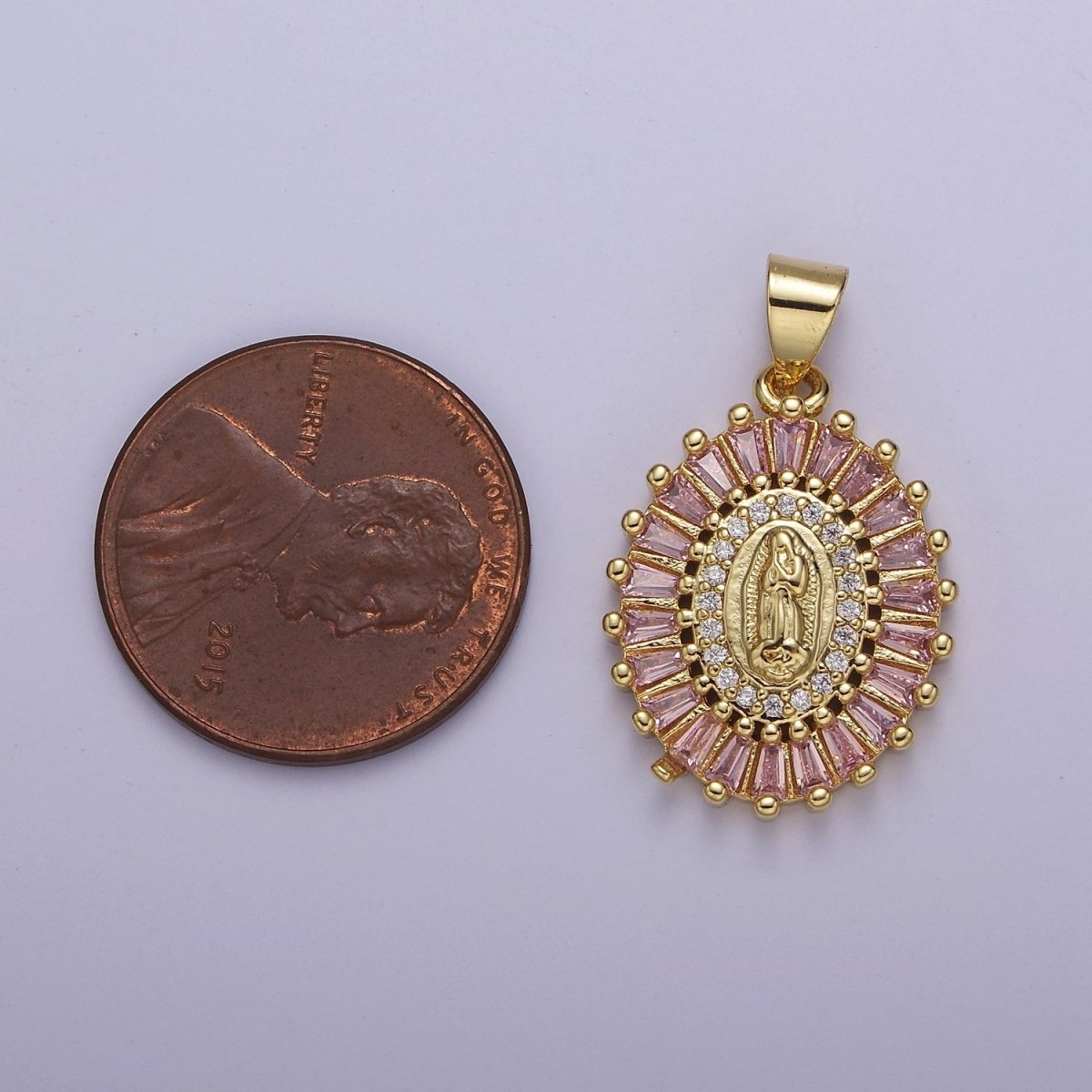 14K Gold Filled Baguette Lady Guadalupe Charm Virgin Mary Pendant Micro Pave Religious Catholic Jewelry J-498 J-499 J-501
