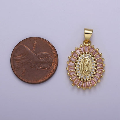 14K Gold Filled Baguette Lady Guadalupe Charm Virgin Mary Pendant Micro Pave Religious Catholic Jewelry J-498 J-499 J-501
