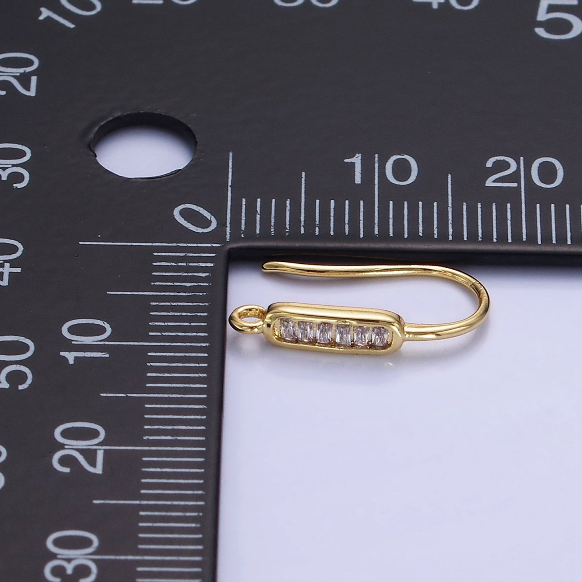 14K Gold Filled Baguette Lined Fish Hook Earrings Findings in Gold &amp; Silver | Z747 Z748