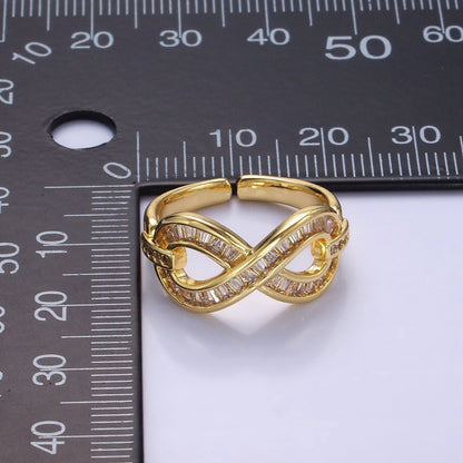 14K Gold Filled Baguette Lined Infinity Band Ring | O1381