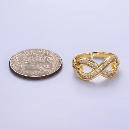 14K Gold Filled Baguette Lined Infinity Band Ring | O1381