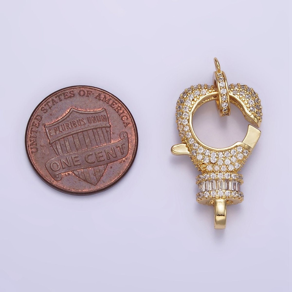 14K Gold Filled Baguette Micro Paved CZ Lobster Clasps Closure Findings Set in Silver &amp; Gold | Z816 Z815