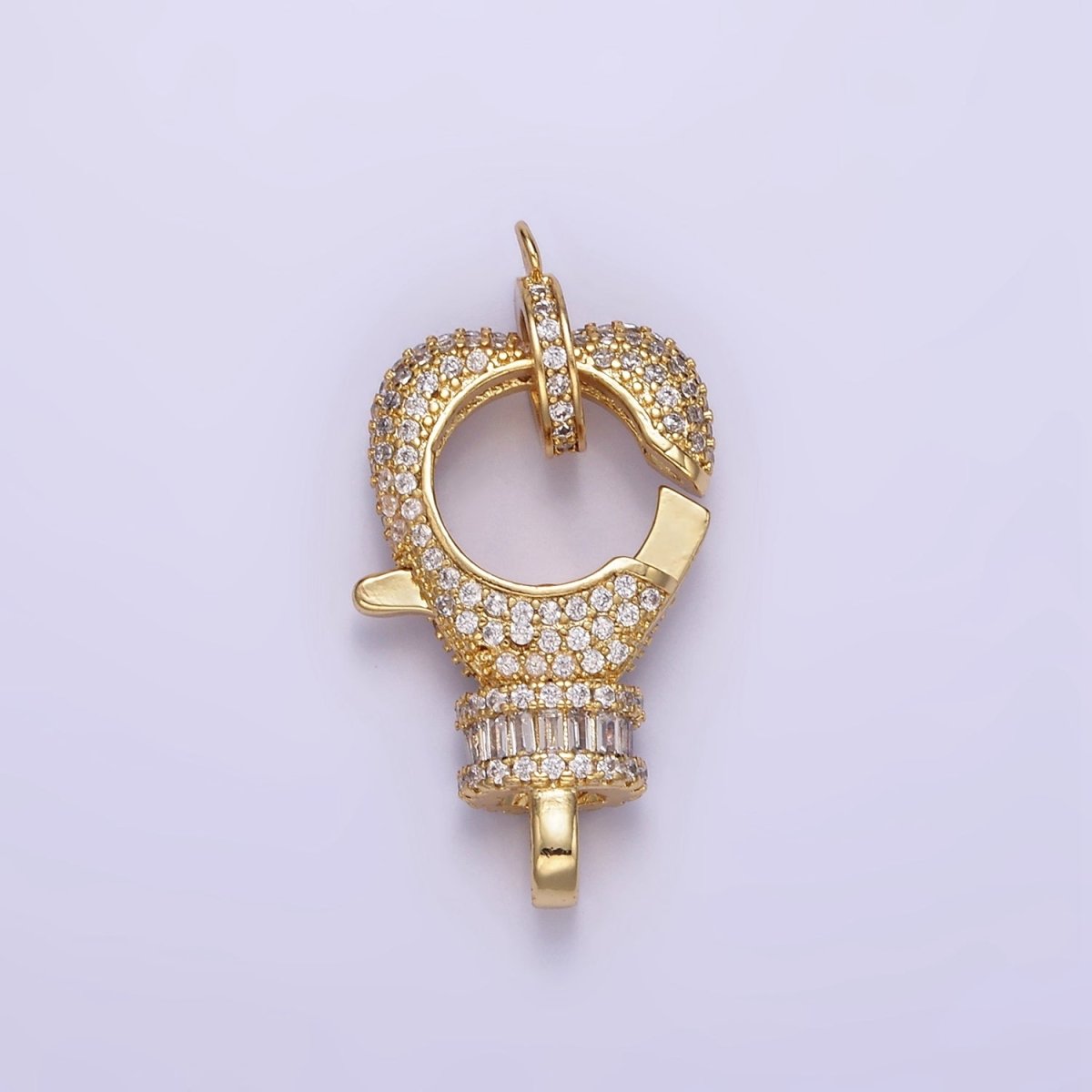 14K Gold Filled Baguette Micro Paved CZ Lobster Clasps Closure Findings Set in Silver &amp; Gold | Z816 Z815