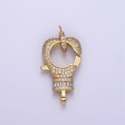 14K Gold Filled Baguette Micro Paved CZ Lobster Clasps Closure Findings Set in Silver &amp; Gold | Z816 Z815