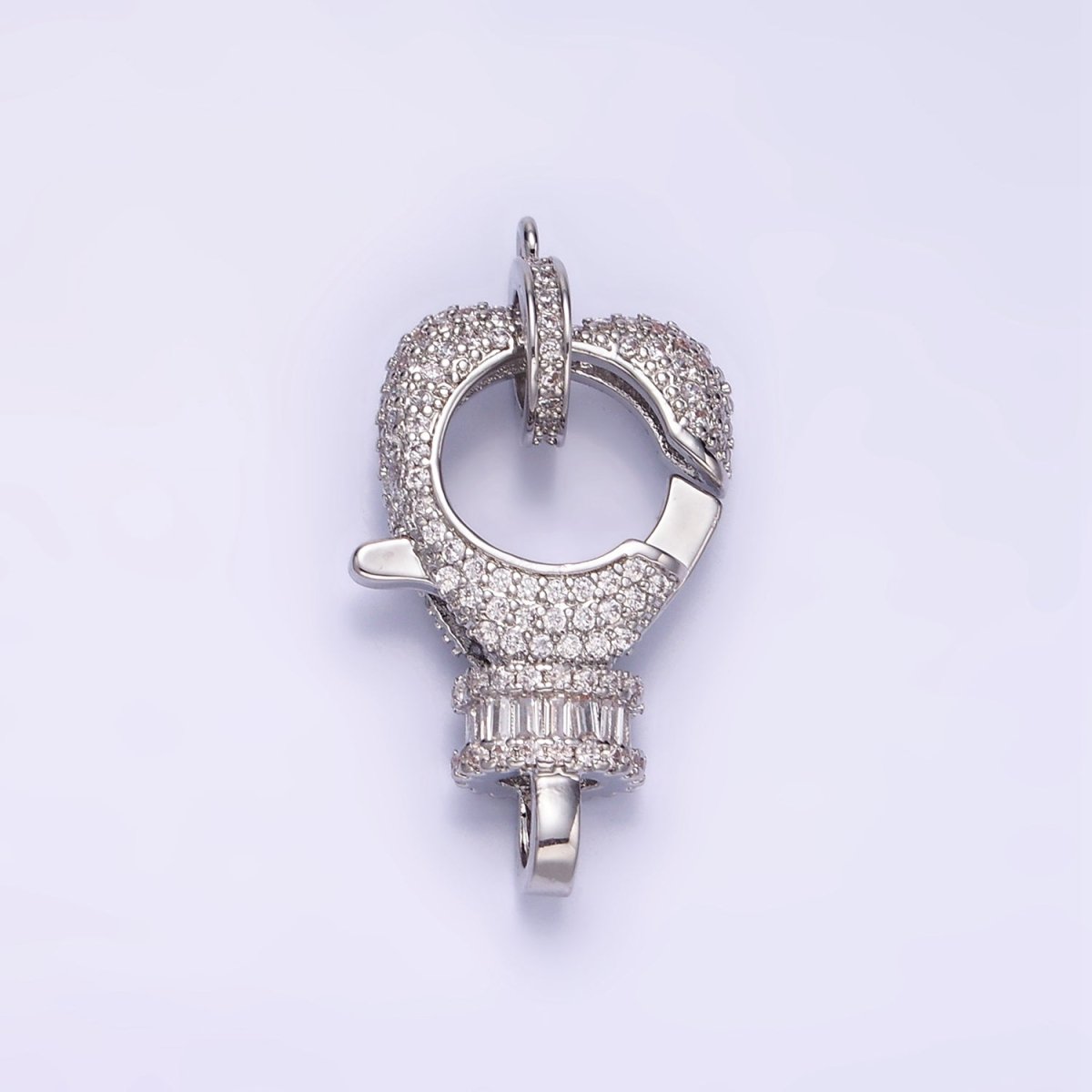 14K Gold Filled Baguette Micro Paved CZ Lobster Clasps Closure Findings Set in Silver &amp; Gold | Z816 Z815