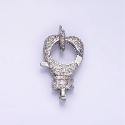 14K Gold Filled Baguette Micro Paved CZ Lobster Clasps Closure Findings Set in Silver &amp; Gold | Z816 Z815