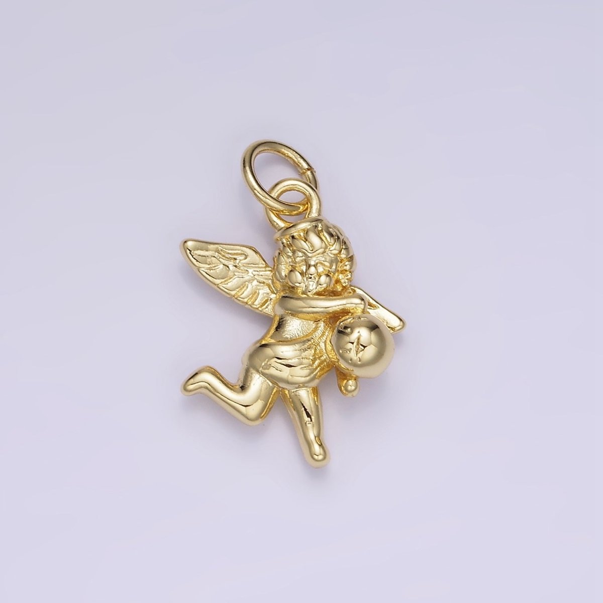 14K Gold Filled Ball Running Cherub Baby Angel Charm in Gold &amp; Silver | W495