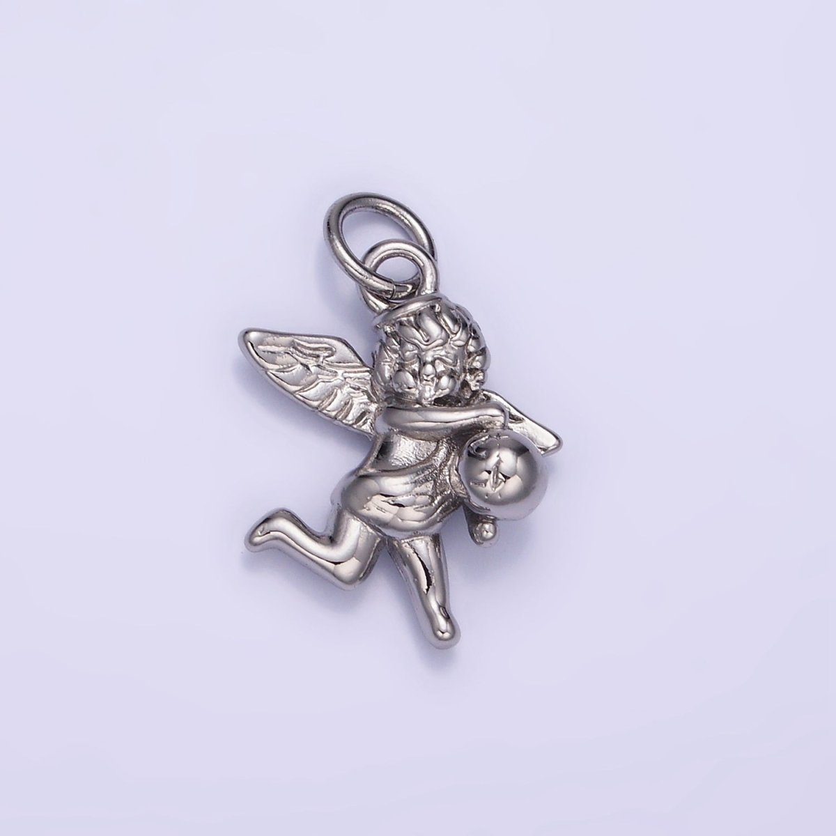 14K Gold Filled Ball Running Cherub Baby Angel Charm in Gold &amp; Silver | W495