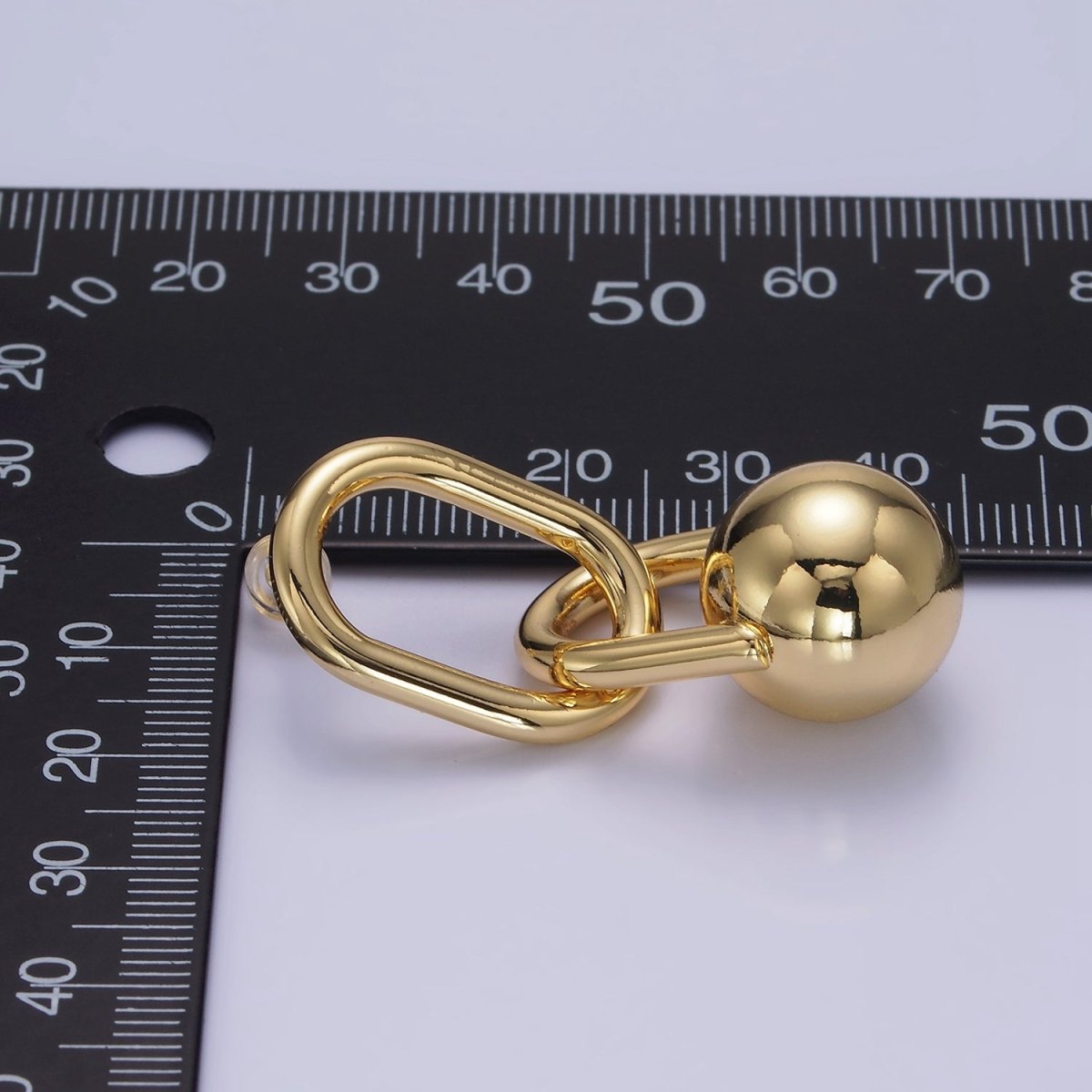 14K Gold Filled Bead Ball Drop Oblong Minimalist Stud Earrings | AE522