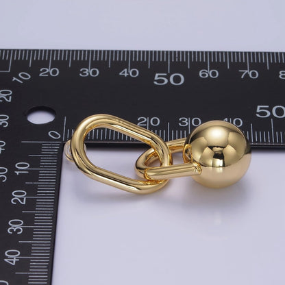 14K Gold Filled Bead Ball Drop Oblong Minimalist Stud Earrings | AE522
