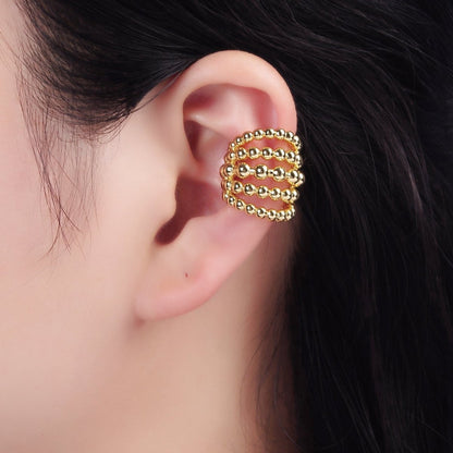 14K Gold Filled Beaded Bubble Multiple Band Wide Ear Cuff Earrings (1pcs) | AI156
