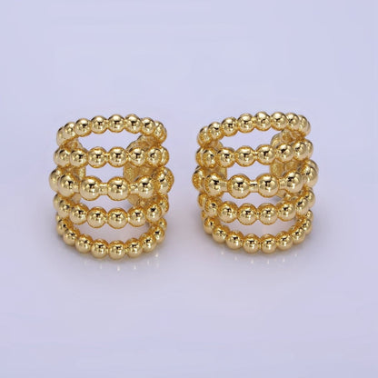14K Gold Filled Beaded Bubble Multiple Band Wide Ear Cuff Earrings (1pcs) | AI156