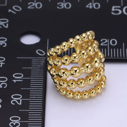 14K Gold Filled Beaded Bubble Multiple Band Wide Ear Cuff Earrings (1pcs) | AI156
