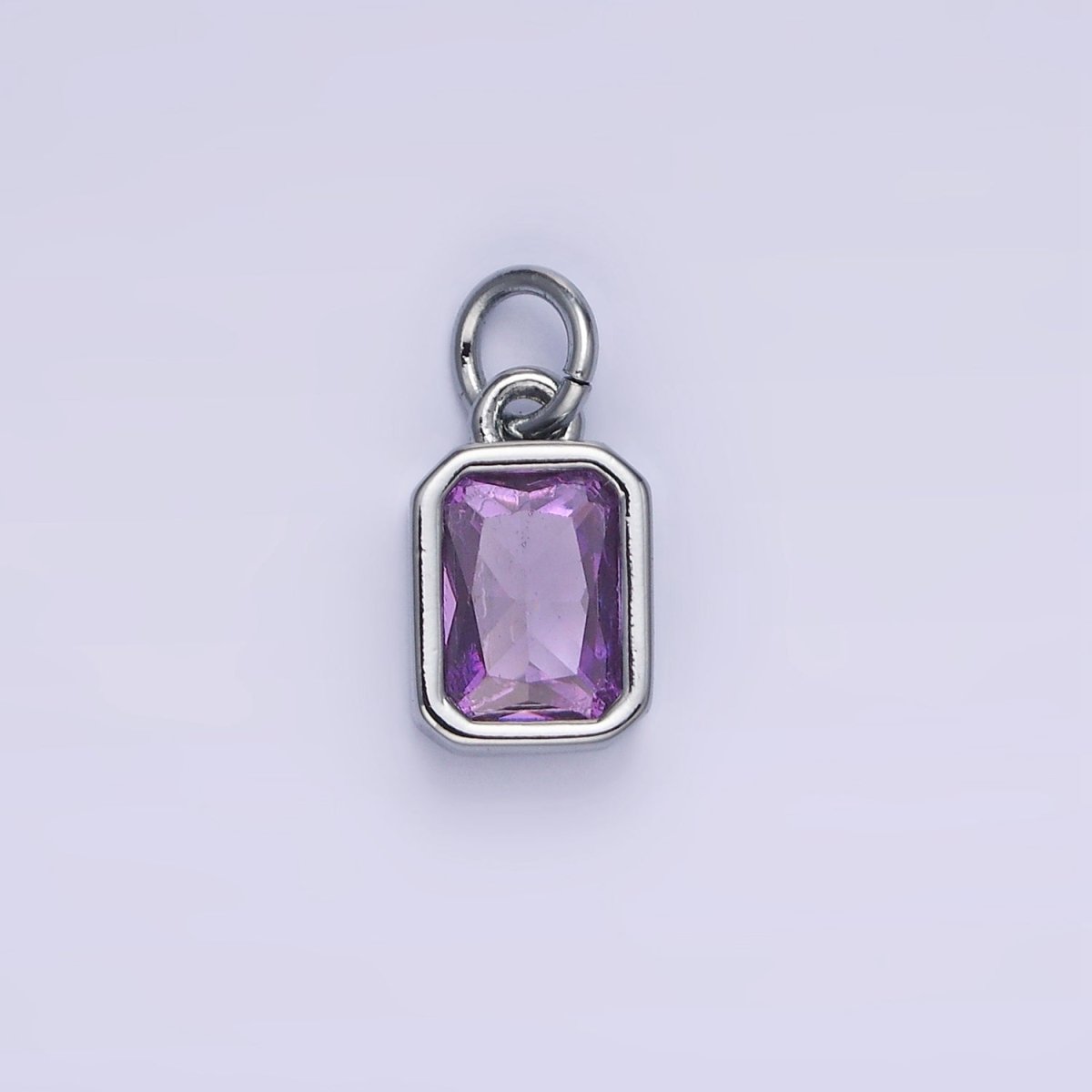 14K Gold Filled Birthstone CZ Baguette Bezel Charm in Gold &amp; Silver | W721 - W728