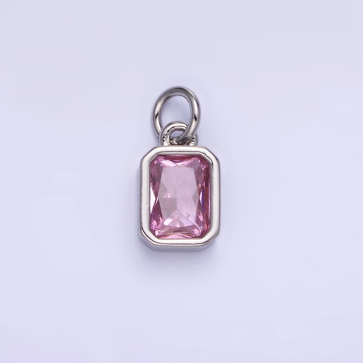 14K Gold Filled Birthstone CZ Baguette Bezel Charm in Gold &amp; Silver | W721 - W728