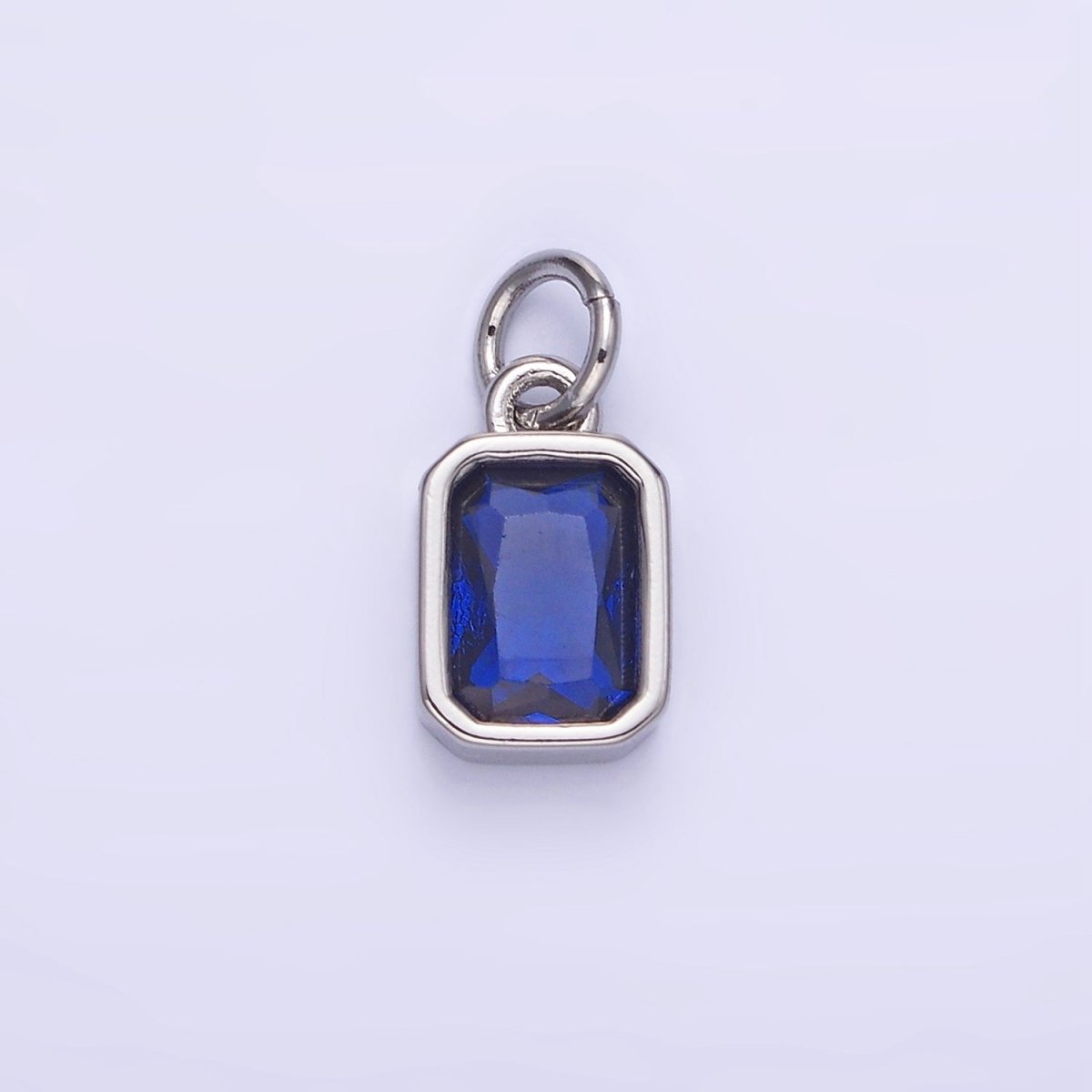 14K Gold Filled Birthstone CZ Baguette Bezel Charm in Gold &amp; Silver | W721 - W728