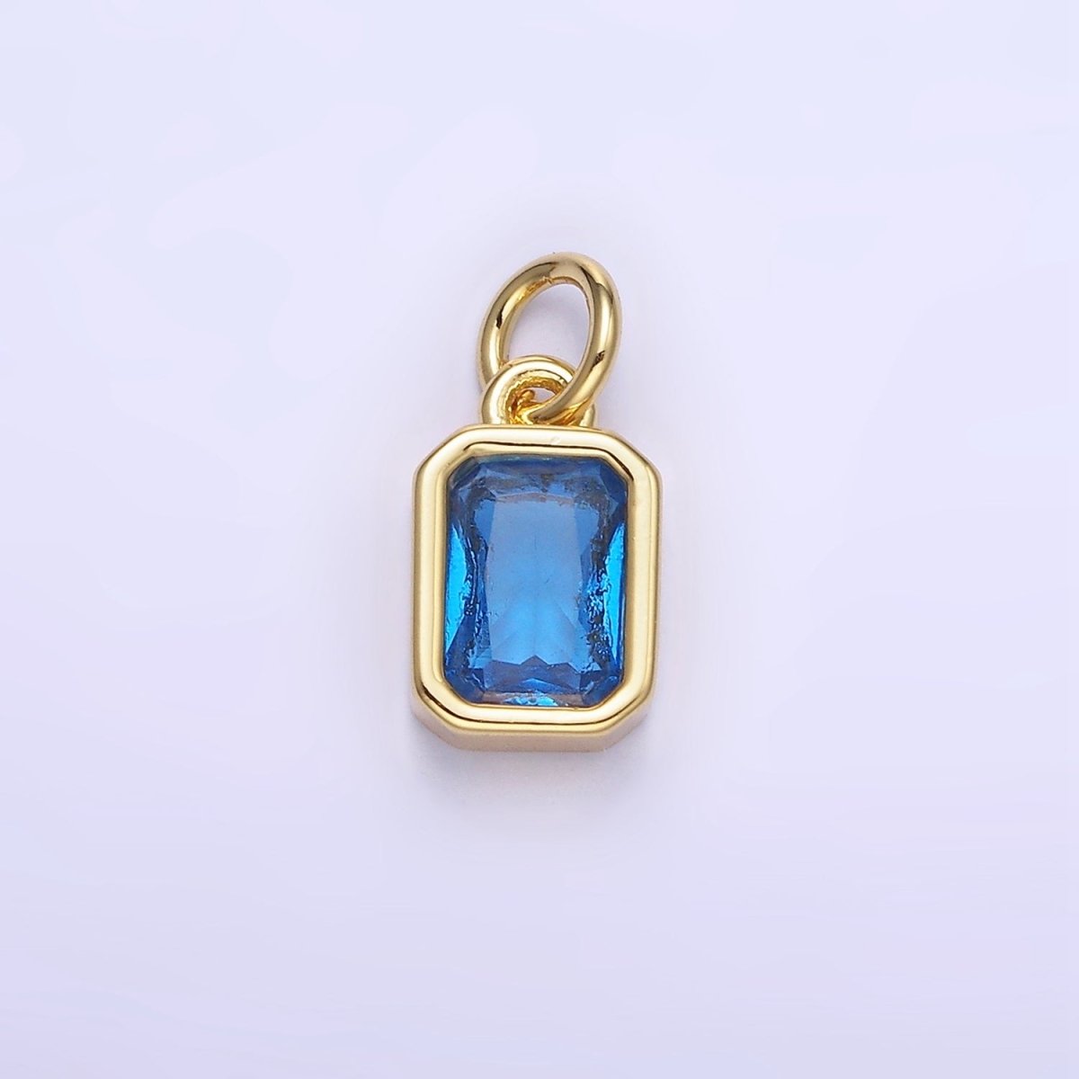 14K Gold Filled Birthstone CZ Baguette Bezel Charm in Gold &amp; Silver | W721 - W728