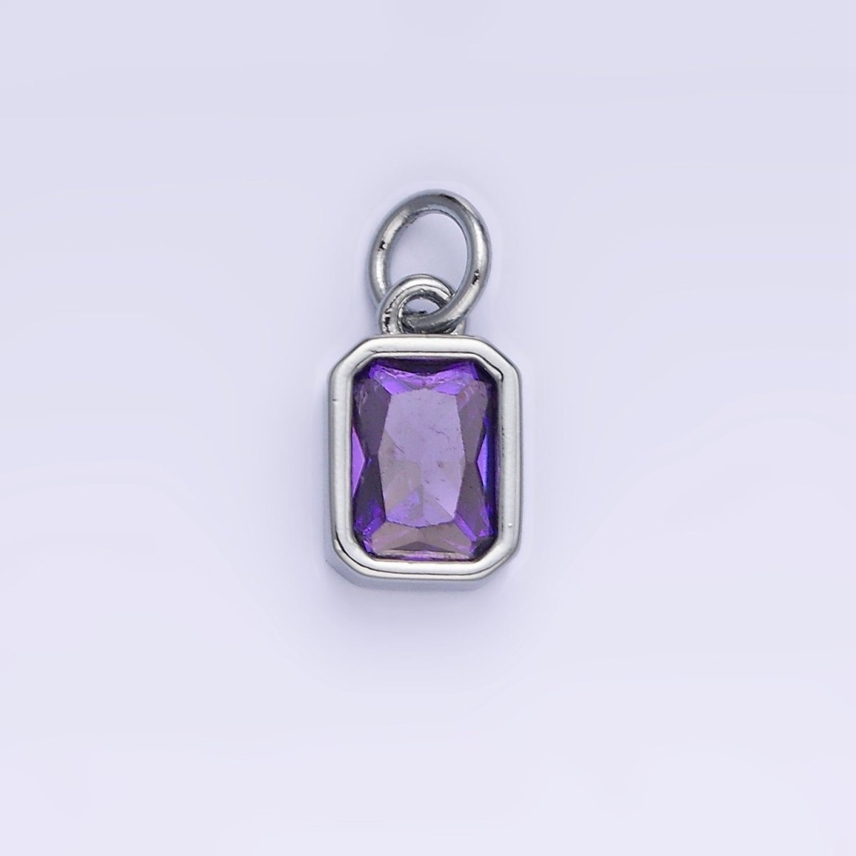 14K Gold Filled Birthstone CZ Baguette Bezel Charm in Gold &amp; Silver | W721 - W728