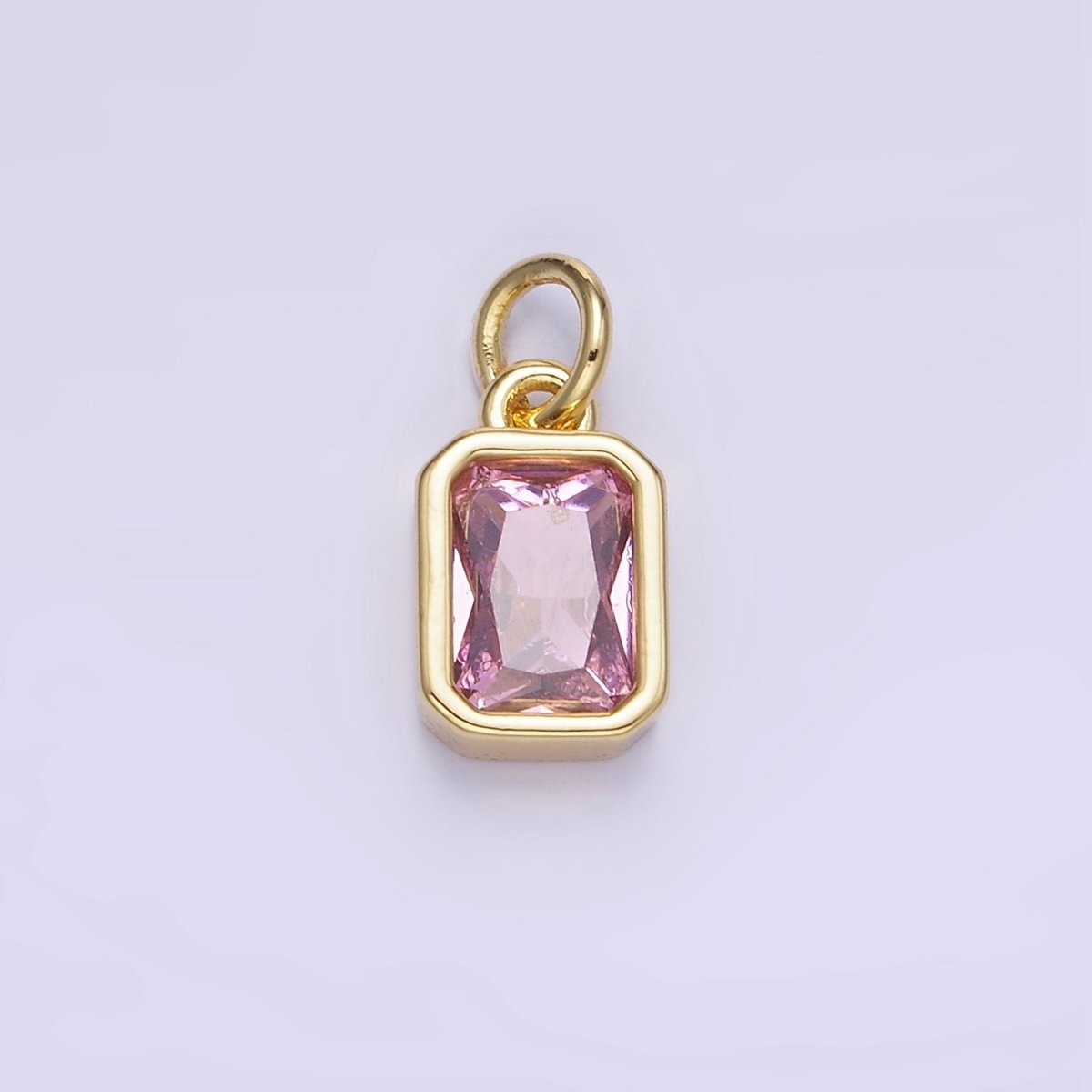 14K Gold Filled Birthstone CZ Baguette Bezel Charm in Gold &amp; Silver | W721 - W728