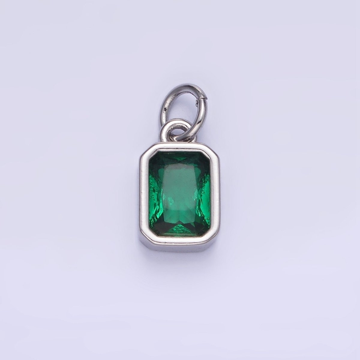 14K Gold Filled Birthstone CZ Baguette Bezel Charm in Gold &amp; Silver | W721 - W728
