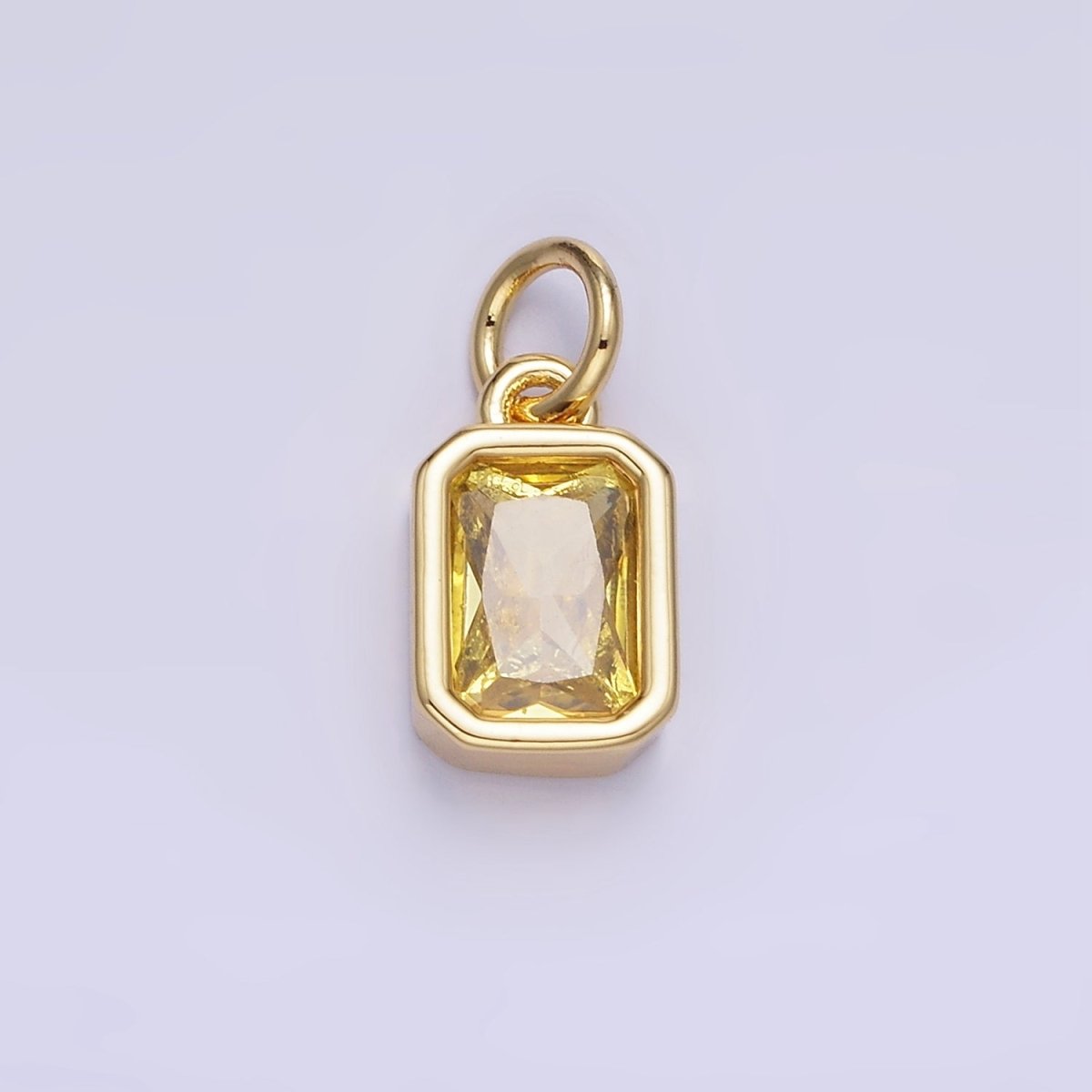 14K Gold Filled Birthstone CZ Baguette Bezel Charm in Gold &amp; Silver | W721 - W728