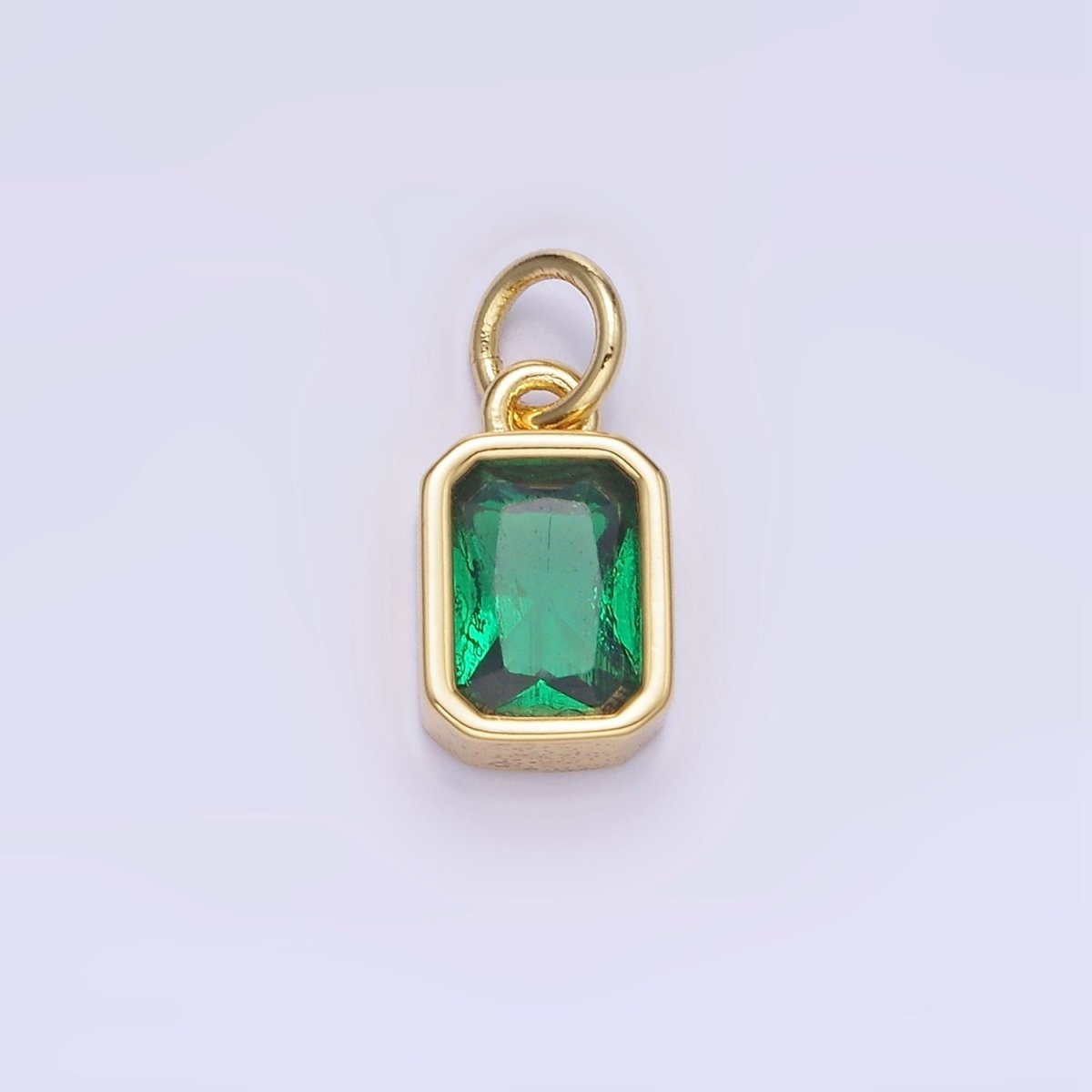 14K Gold Filled Birthstone CZ Baguette Bezel Charm in Gold &amp; Silver | W721 - W728
