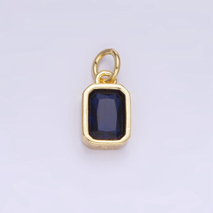 14K Gold Filled Birthstone CZ Baguette Bezel Charm in Gold &amp; Silver | W721 - W728