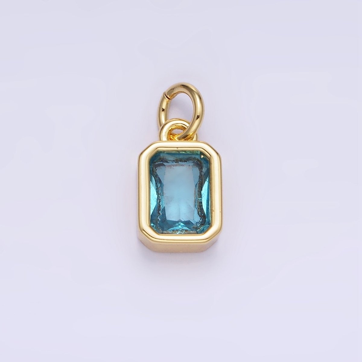 14K Gold Filled Birthstone CZ Baguette Bezel Charm in Gold &amp; Silver | W721 - W728