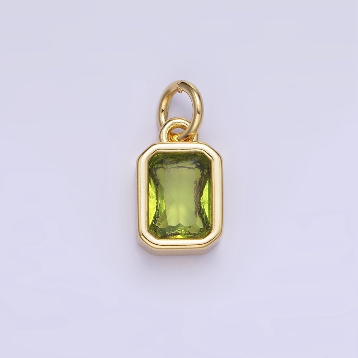 14K Gold Filled Birthstone CZ Baguette Bezel Charm in Gold &amp; Silver | W721 - W728