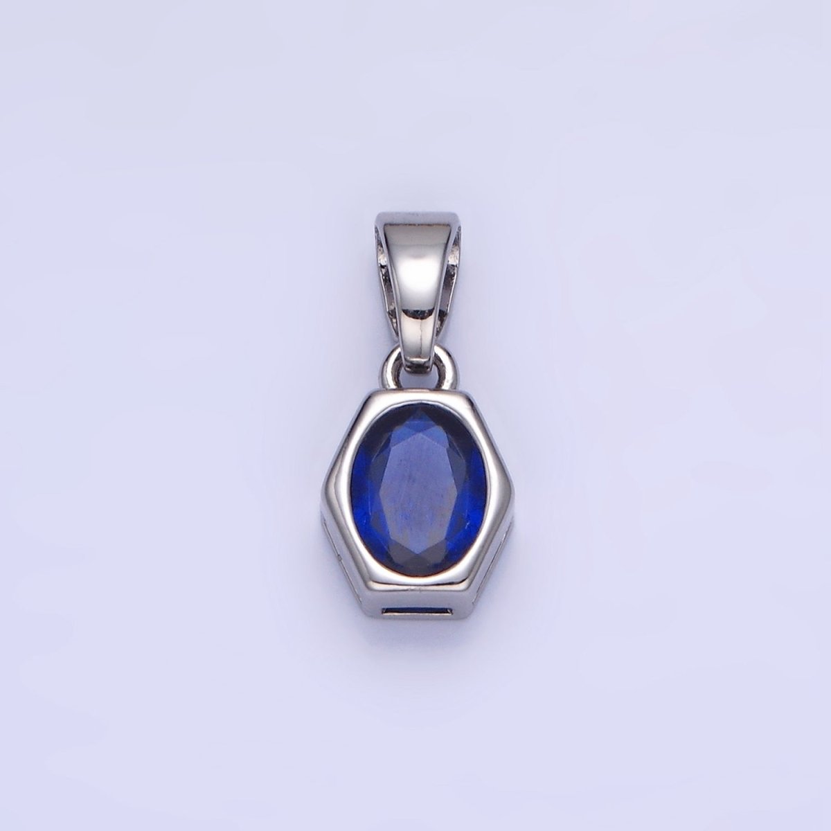 14K Gold Filled Birthstone CZ Hexagonal Pendant in Gold &amp; Silver | AA1282 - AA1295
