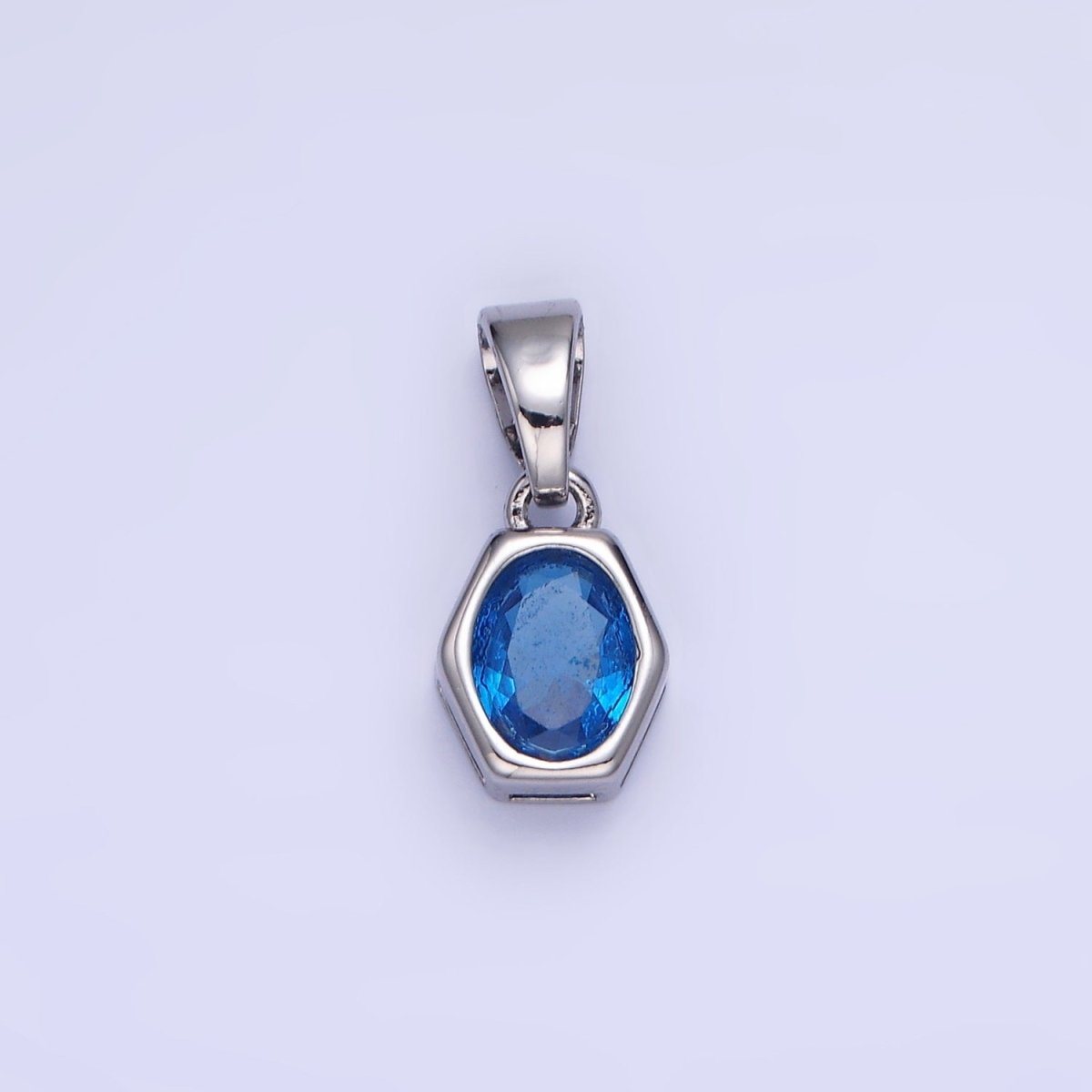 14K Gold Filled Birthstone CZ Hexagonal Pendant in Gold &amp; Silver | AA1282 - AA1295