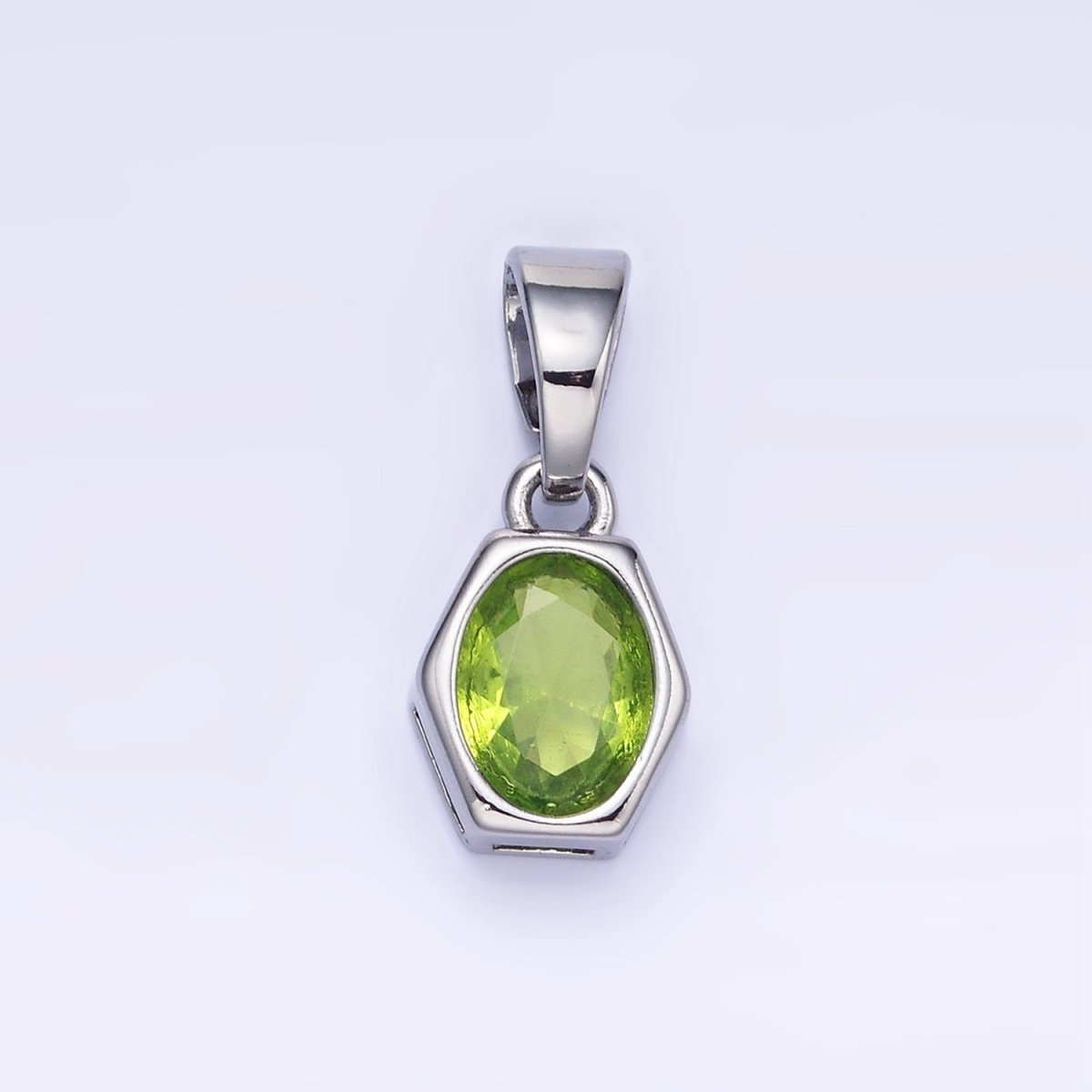 14K Gold Filled Birthstone CZ Hexagonal Pendant in Gold &amp; Silver | AA1282 - AA1295