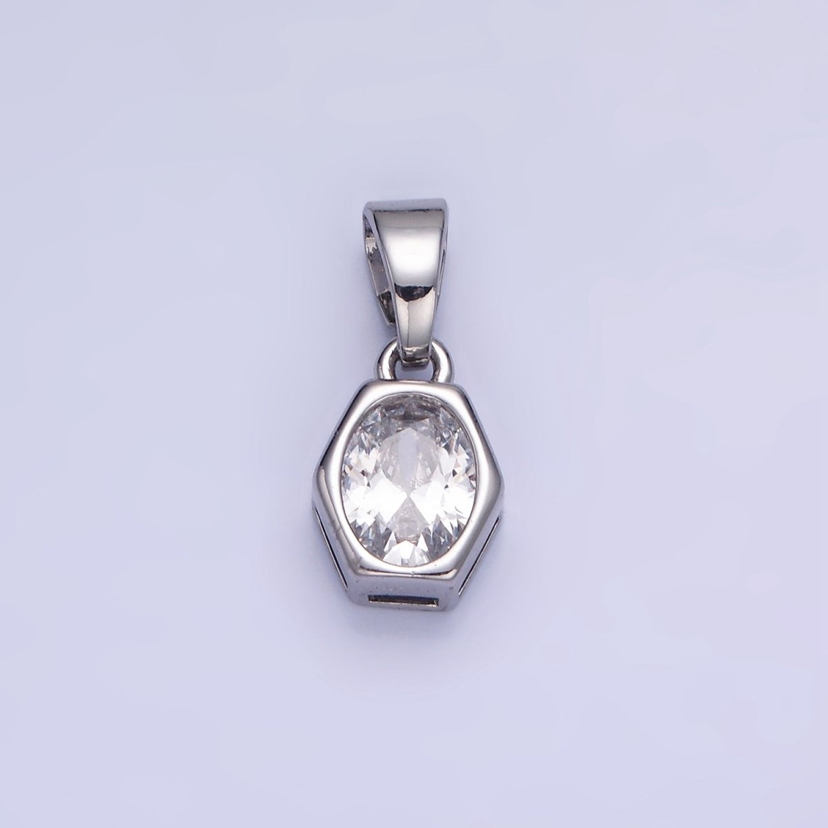 14K Gold Filled Birthstone CZ Hexagonal Pendant in Gold &amp; Silver | AA1282 - AA1295