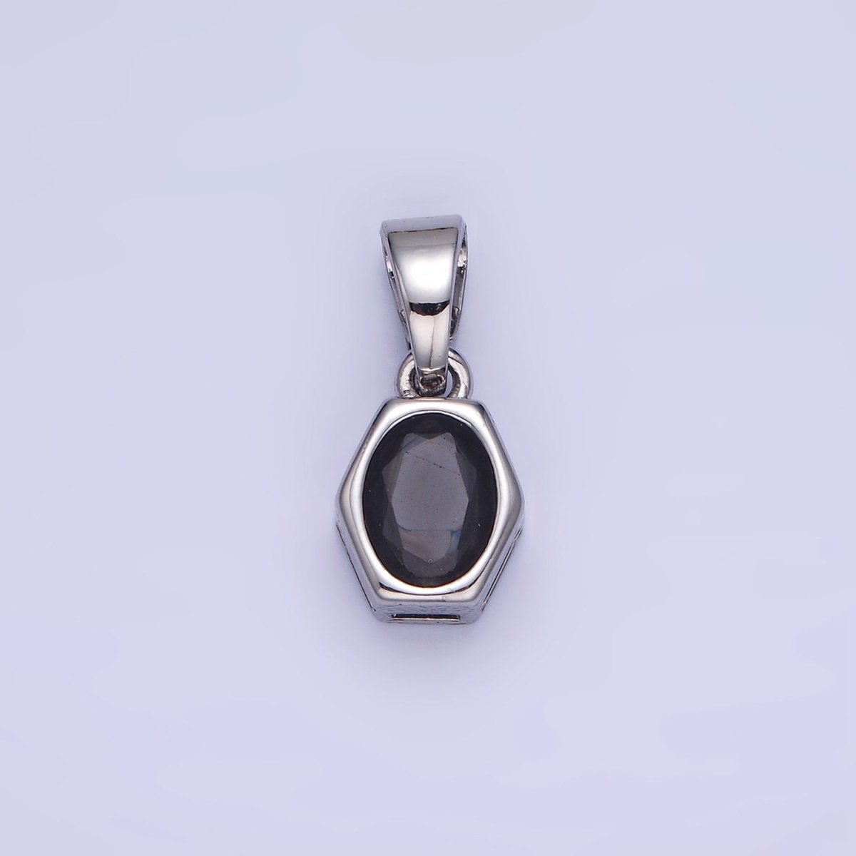 14K Gold Filled Birthstone CZ Hexagonal Pendant in Gold &amp; Silver | AA1282 - AA1295