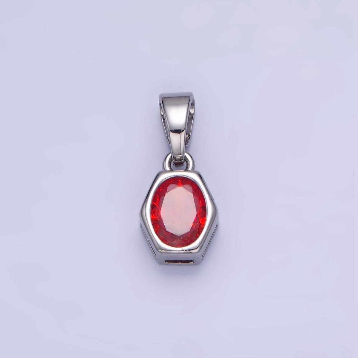 14K Gold Filled Birthstone CZ Hexagonal Pendant in Gold &amp; Silver | AA1282 - AA1295