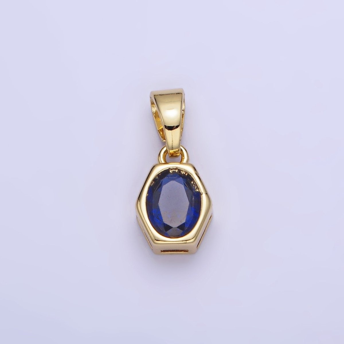 14K Gold Filled Birthstone CZ Hexagonal Pendant in Gold &amp; Silver | AA1282 - AA1295