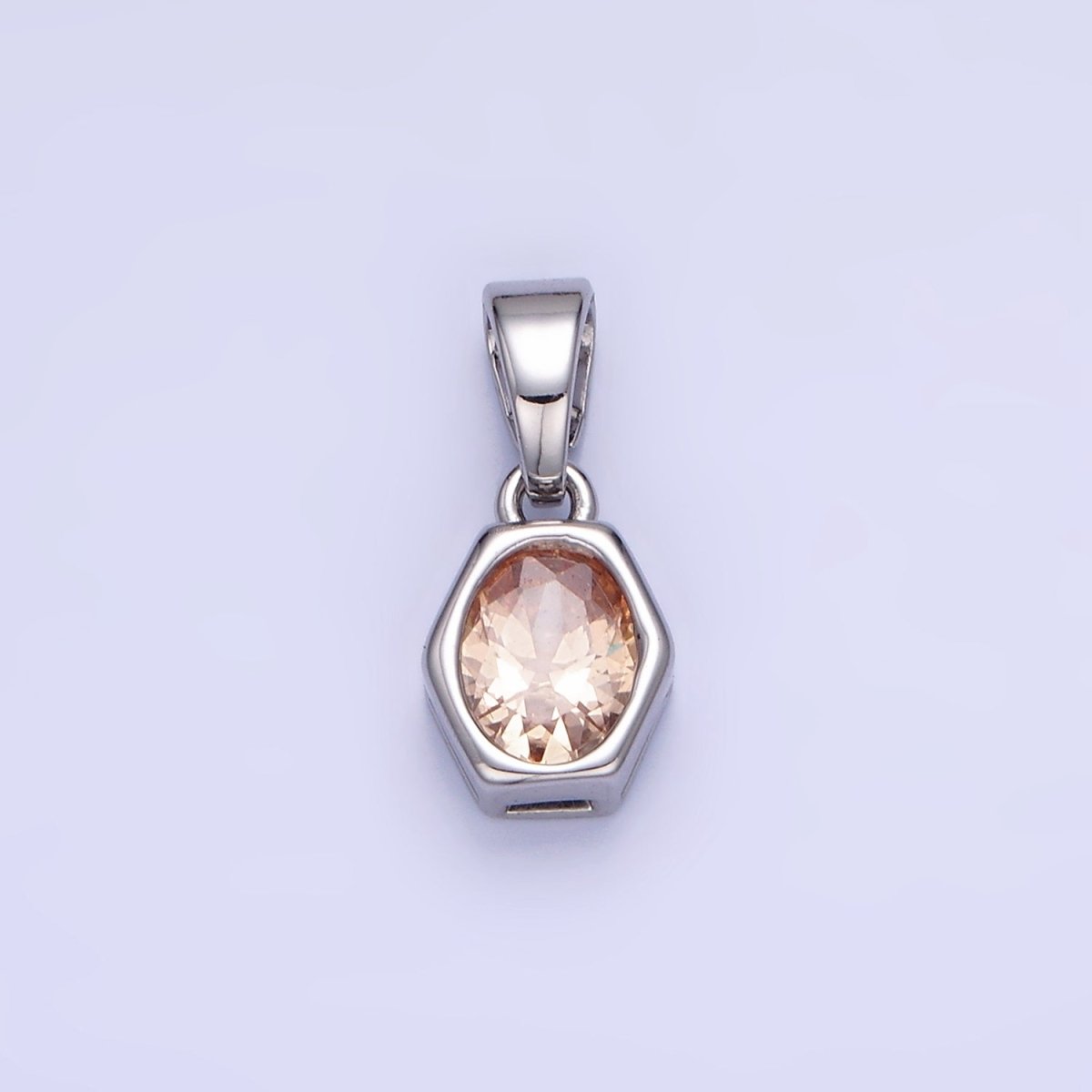 14K Gold Filled Birthstone CZ Hexagonal Pendant in Gold &amp; Silver | AA1282 - AA1295